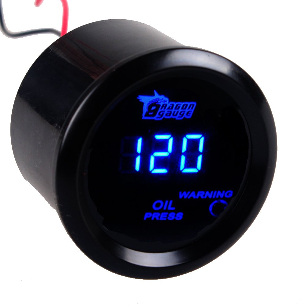 Photo 1 of 2" 52mm Black Car Auto Digital Blue LED Light Oil Press Pressure LED Gauge Meter Oil Pressure Gauge
