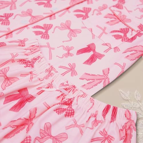 Image of Ammiko Womens Pajamas Set Y2k Loungewear Pajama Button Down Top and Shorts Monkey Beach Short Sleeve Sleepwear Preppy