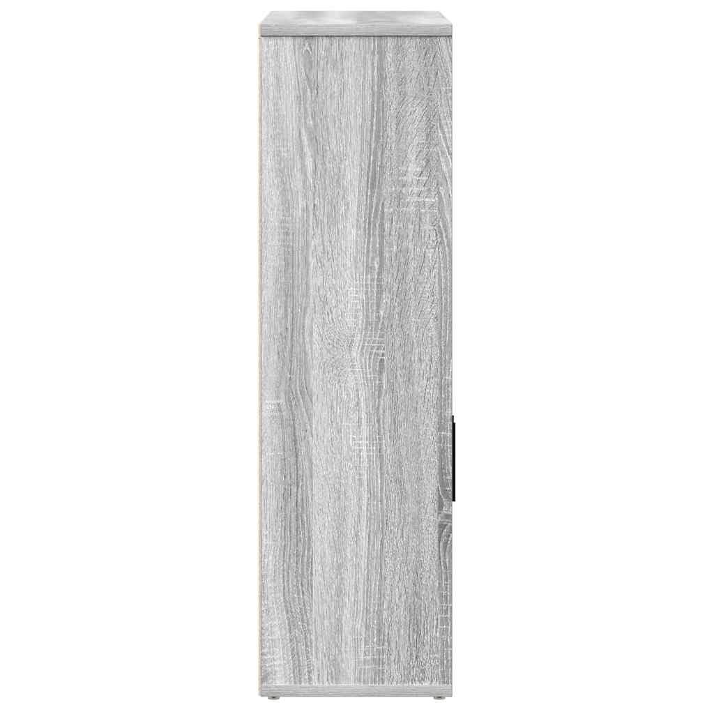 Bibliothèque de Salon Étagère àLivres Meuble de Rangement avec Portes et Compartiments Armoire en Bois d'Ingénierie pour Bureau et Entrée Gris Sonoma 60x24x85 cm