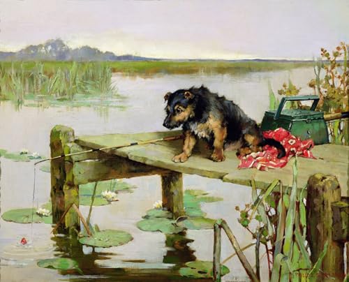 Tableau Terrier Fishing Eustace Stretton poster décoration murale