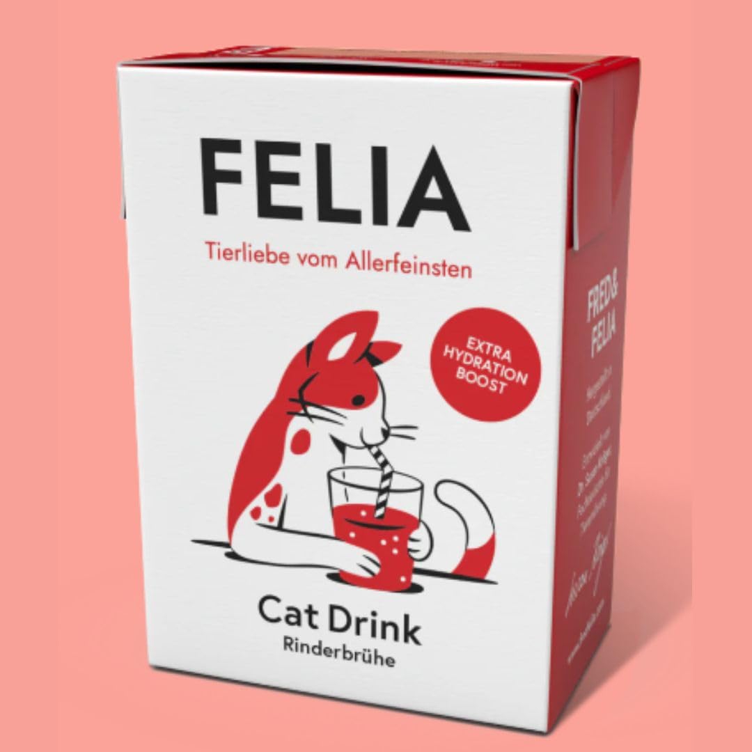 ANIMALUJOS- FELIA Batido de Pollo y Bebida de Ternera para Gatos 10 x 190 g o Mix Alimento Complementario Líquido y Topping Sin Azúcar Fred&FELIA (Pack 10 Unidades, Caldo de Ternera)