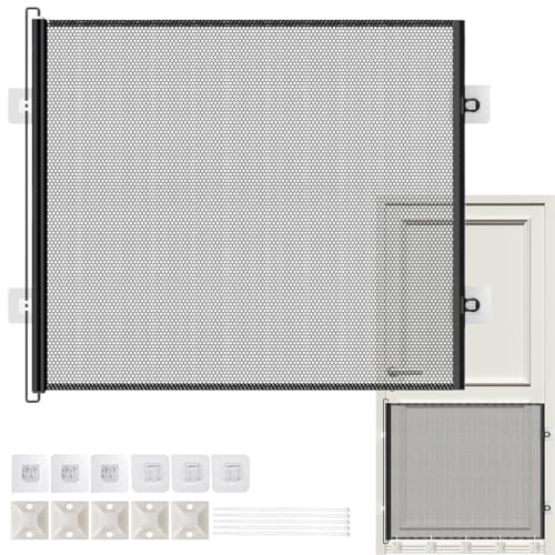 Puerta retráctil para mascotas, barrera para seguridad de mascotas, protector de cachorros para interiores, para marco de puerta, patio, escaleras, balcón, porche, entrada, garaje, pasillo, valla