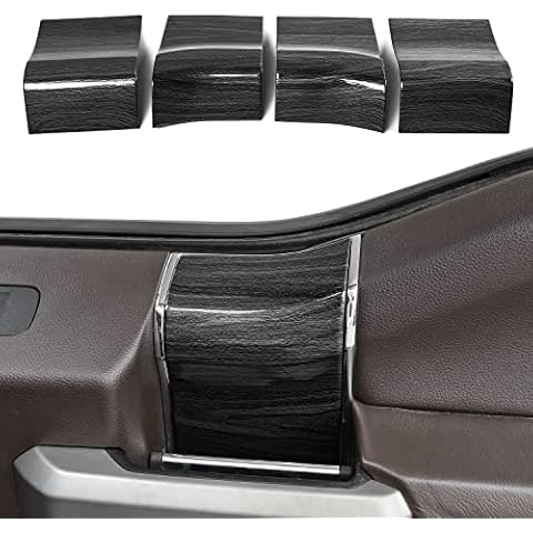 Voodonala for F150 Inner Door Handles Top Cover Interior Door Handle Trim Garnish for 2015-2020 Ford F150 Interior Accessories,Black Wood Grain 4pcs Cover