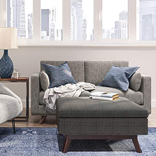 Simplihome Owen 34 Inch Wide Mid Century Modern Coffee Table Lift Top Storage Ottoman In Upholstered Ebony Tweed, For The Living Room #TOP1