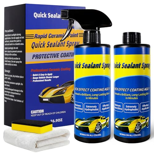 2 Pcs Ceramic Coating for Cars: Quick Effect Coating Agent for Maximum Gloss & Shine Paint Protection - Hydrophobic Car Wax Spray for RVs Motorcycles Boats ATVs Paint Glass Metal