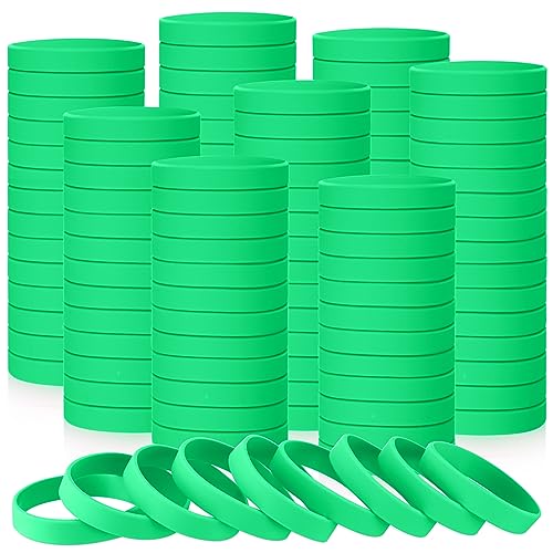 Image of Liliful 100 Pcs Silicone Rubber Wristbands Rubber Wristband Bracelet Bands for Silicone Wristbands for Women Men(Green)