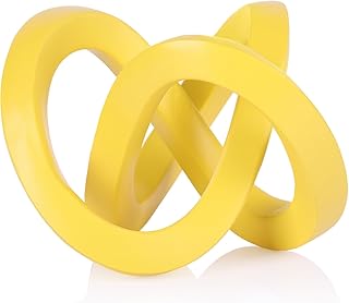 DOVDOV Yellow Knot-Decorated Sculpture, Yellow Home Decor Aesthetics, Mö...