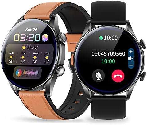 スマートウォッチ Bluetooth通話 2022年業界最新 Bluetooth5.2 音声アシスト機能付き 1.32インチ大画面 2色ベルト付き 活動量計 音楽再生 ゲーム 多種類運動モード 着信通知 遠隔撮影 IP67防水 iPhone/Android対応 日本語対応