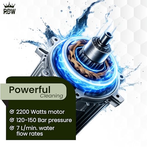 Image of RBW High Pressure Washer with Brass Coated Pump | 120-150 Bar Spray Gun with 26 Feet Hose Pipe | 7 L /M Water Flow for Home, Car, Wash Cleaning Purpose (P-400,Red)