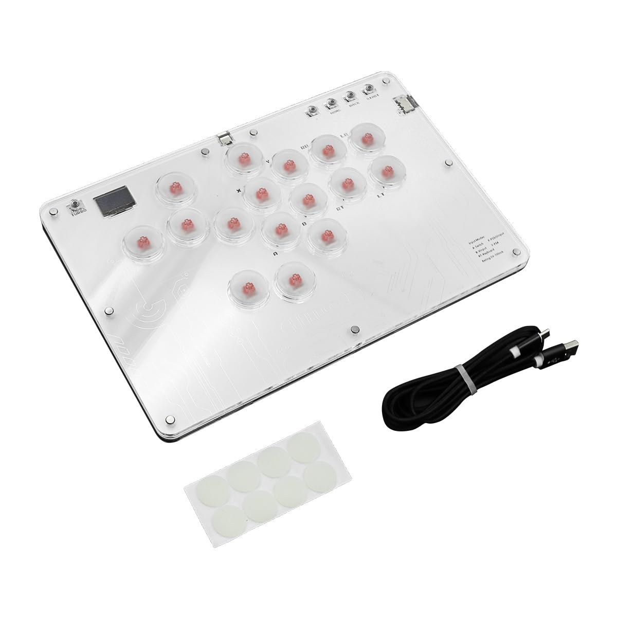Sarini Tastiera da Combattimento,Console di Gioco Arcade a 16 Pulsanti,Controller di Gioco Joy-Stick Stickless Arcade con RGB Personalizzato per PC/P-S4/PS3/Switch
