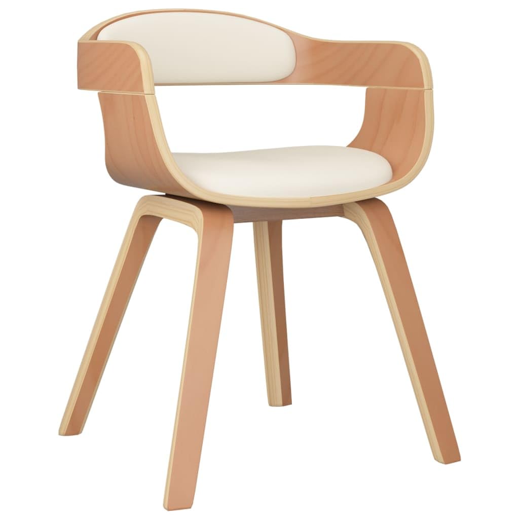 Sillas De Comedor 2 Piezas, Madera Curvada, Polipiel Crema Y Natural | Diseño ergonómico, asiento y respaldo acolchados con esponja, fácil de limpiar, carga máxima de 110 kg