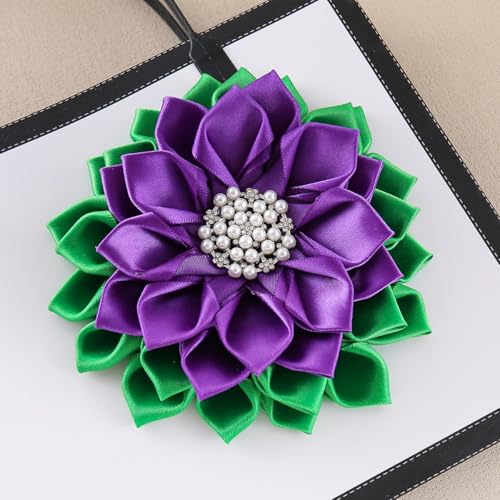 Image of Purple Green Corsage Flower Delta Violet Pin Greek Women Sorority Servcie Lady Soror Brooch Jewelry