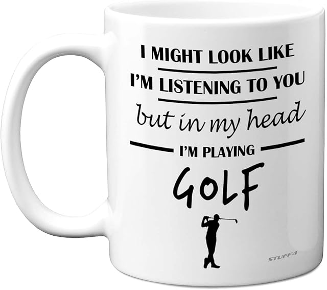 Golf Gifts for Men - in My Head I'm Playing Golf Mug - Funny Golf Presents for Men, Gifts for Golfers Men, Golf Presents, Golf Lover Gift Ideas, 11oz Ceramic Dishwasher Safe Premium Mugs - by Stuff4