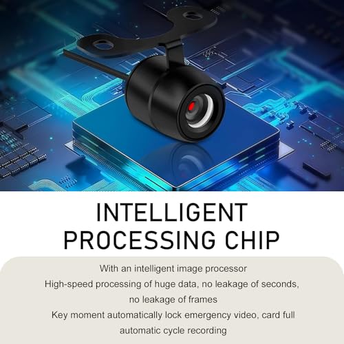 Image of Pack-1 Car Rear View Camera Kit, 170 Degree Wide-Angle Dynamic Path Guide Line Camera, IP68 Waterproof HD Night Vision Reversing Camera with Bracket Wire Harness, Universal for Cars (Black)