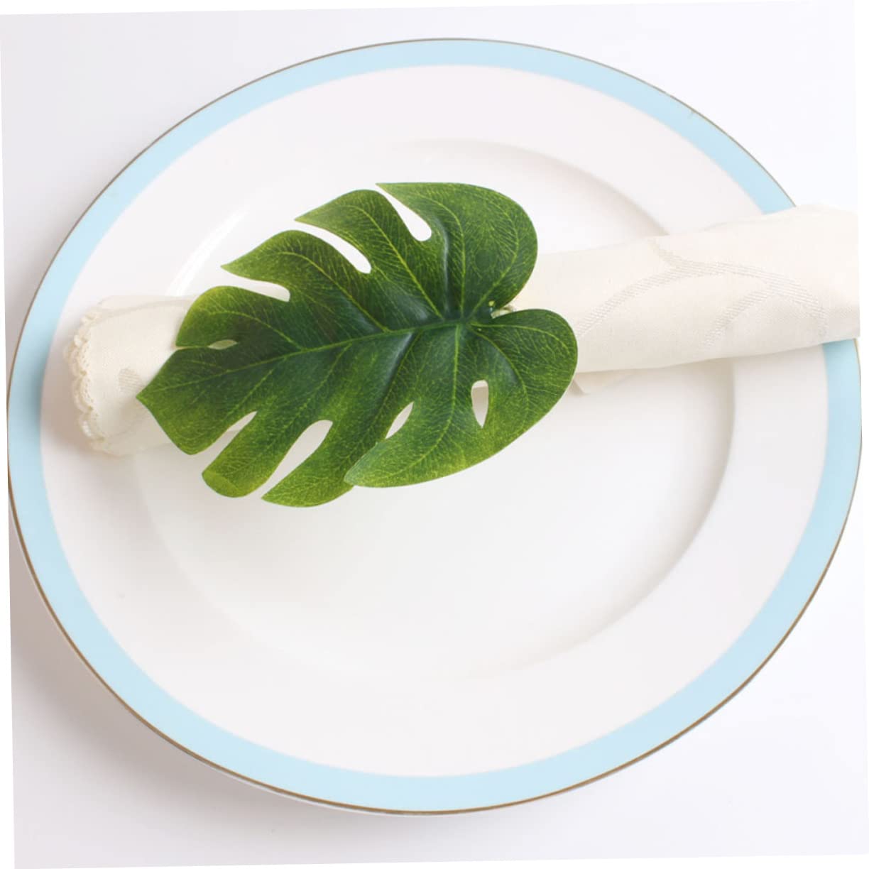 2 Set Portatovagliolo Vegetazione Portatovaglioli Per Tavoli Fiesta Arredamento Con Naturale Lascia Portatovaglioli Fibbia Del Tovagliolo Del Tavolo Da Pranzo Cannuccia 6 Pezzi*2
