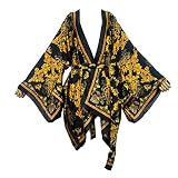 Summer Beach Cover up Women Cardigan Sexy Boho African Holiday Party Long Sleeve Silk Feeling Robe Kimono Kaftan (color36) One Size Plus