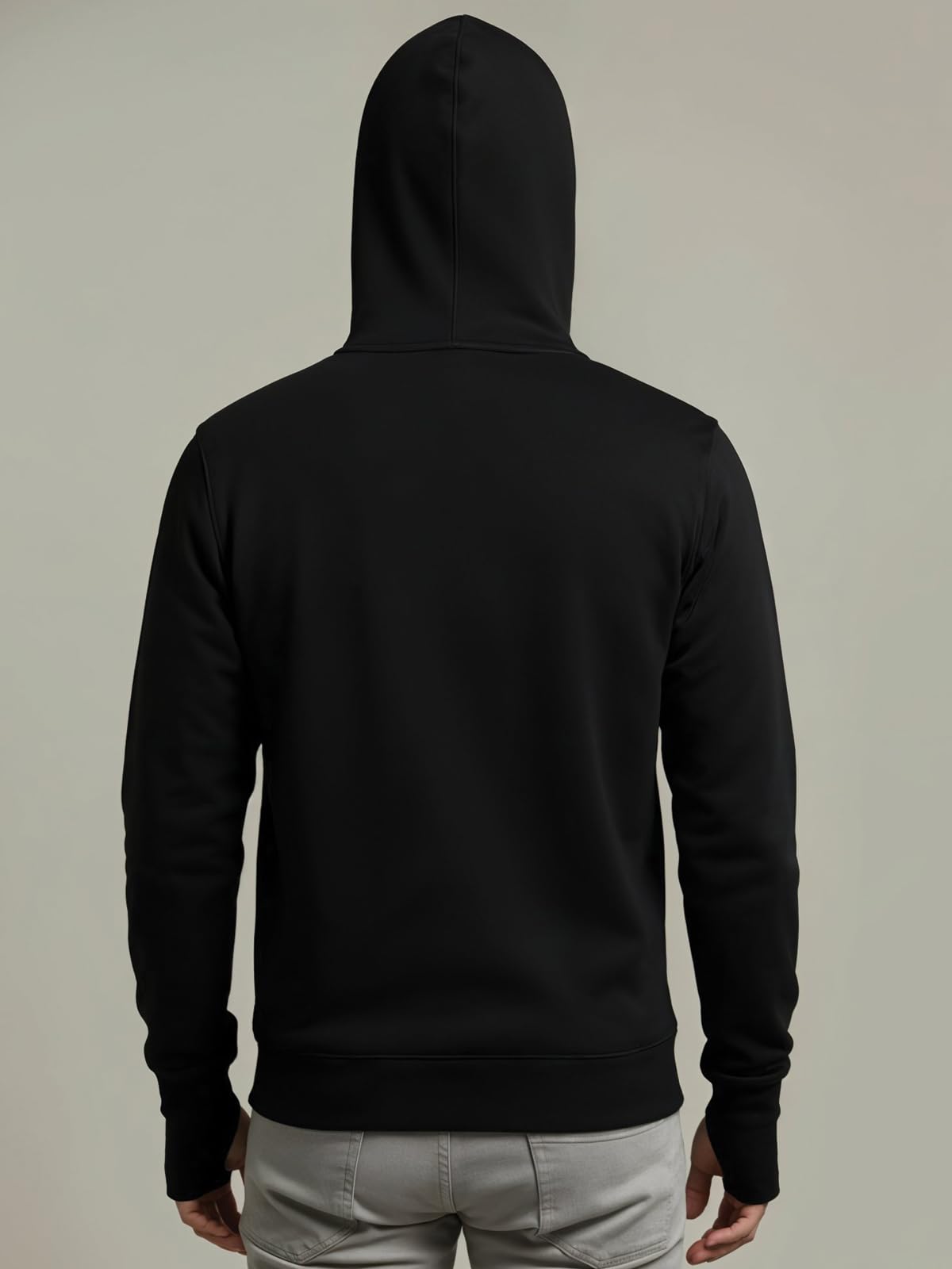 ADRO Cagoule pour homme, 320 g/m², coton doux, fermeture éclair, manchon avec trou pour le pouce, gants, veste de voyage avec capuche, sweat d'hiver