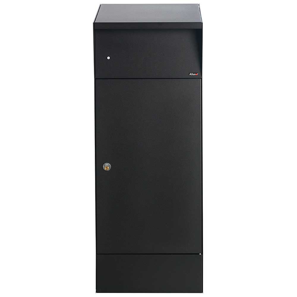 QualarcALX-BP Allux Series Bjorn Black Freestanding Top Loading Locking Galvanized Steel Parcel Drop Box with LED Motion Lighting