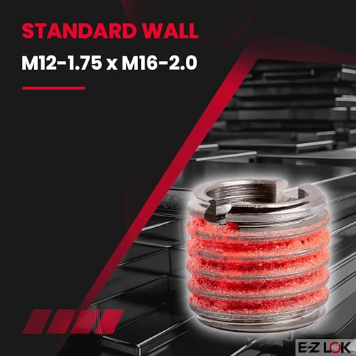 Image of E-Z LOK - 453-12 E-Z Lok Externally Threaded Insert, 303 Stainless Steel, M12-1.75 Internal Threads, M16x2.0 External Threads, 16.99mm Length, Made in US (Pack of 5)