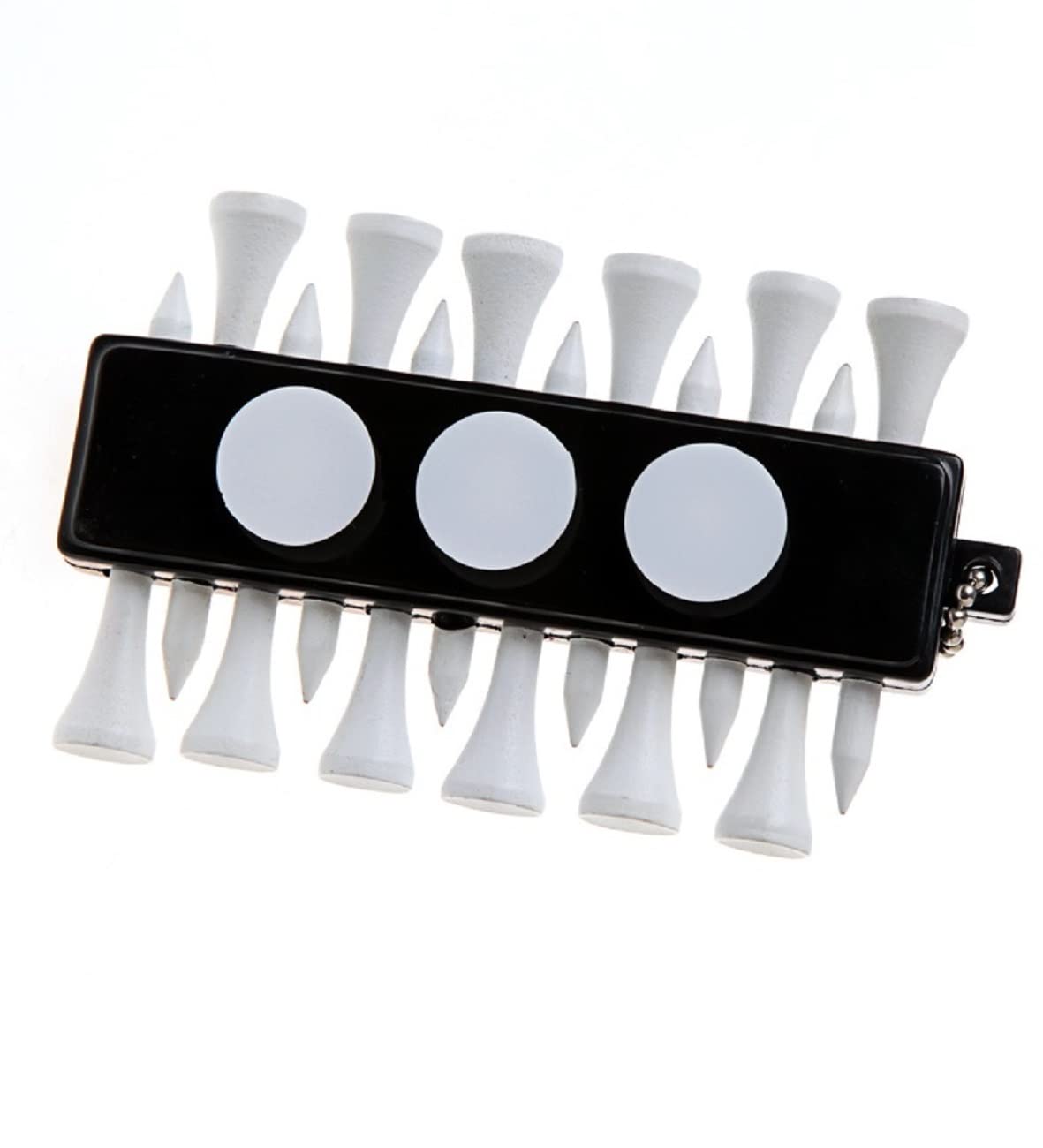 Golf Mostrador de Tees con 12 Tees y 3 Ball Marker | Portaté con rotulador de pelota de golf/con clip para fijar a la bolsa de golf o cinturón