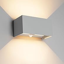 Klighten 24 W Outdoor Lamp with Motion Sensor, Outdoor Lights with Motion Sensor, Adjustable Light Beam, Outdoor Wall Light with Motion Sensor Outdoor/Indoor for Garden, IP65, 3000K, Grey