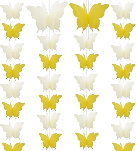Miniatura 7 de Ruidee Guirnalda de papel de mariposa grande, 4 unidades, cortina de mariposa, para colgar, decoración colgante para Halloween, fiesta de