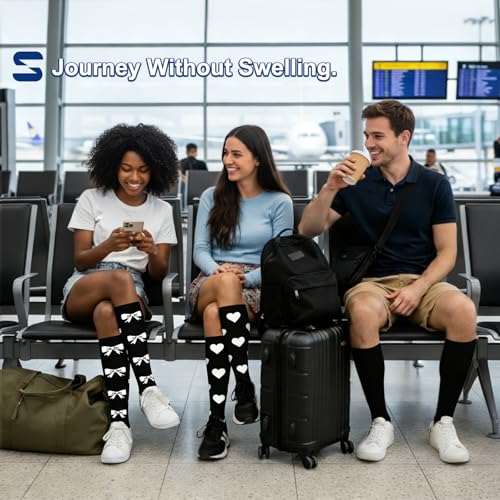 Image of Sooverki Compression Socks for Women and Men Circulation (3 /4 Pairs) is Best Support for Running Athletic Cycling Hiking