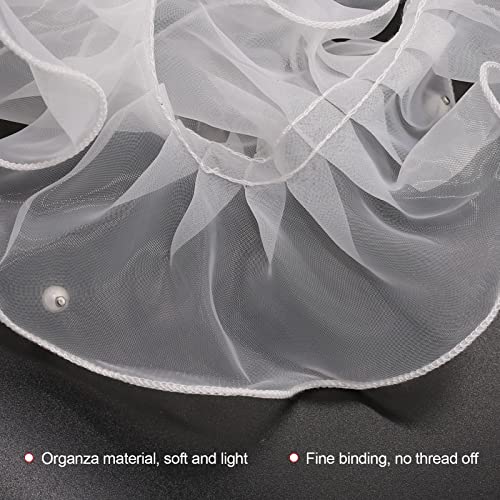 Bit.fly 3 Yard White Lace Ribbon Organza Fabric Ruffle Pleated Trim For Sewing Edge 4 Inch Width With Pearl Beads Applique Trimming Diy Crafts #TOP1