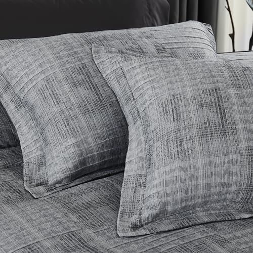 MaiRêve Charcoal Grey Queen Comforter Set, Textured Design Grey Crinkle Bed in A Bag Queen Size, Queen Comforter Set with 7 Pieces with Comforter, Sheets, Pillowcases & Shams 90"x 90" - Image 5