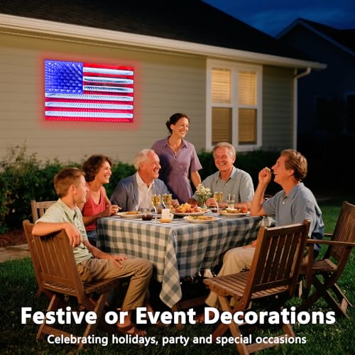 Image of 3D American LED Flag Infinity Mirror Light - 23 inch x 15 inch Patriotic Lighted Window Decoration, Light up Flag for Bedroom, Living Room, Party, Gaming, July 4th, Halloween, Christmas, New Year