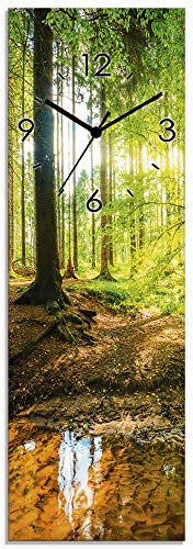 ARTLAND Wanddeko Wanduhr ohne Tickgeräusche Glas Quarzuhr 20x60 cm...