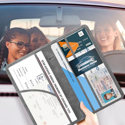 Image of CoBak Car Registration and Insurance Holder | Vehicle Glove Box Organizer, Auto Truck Compartment Document Case with Magnetic Closure for Insurance & Driver License