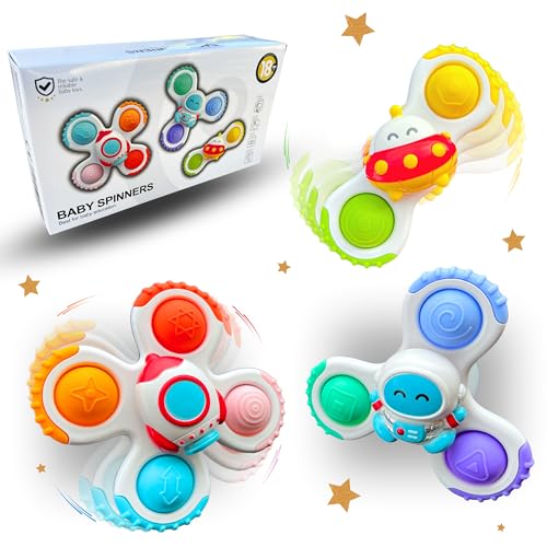 Baby Spinner Ventosa Pop It - Hoptoys Fidget Toys Anti Estrés - Juguete Para Bebé de 1 Año - Juguetes de Baño - Hand Spinner