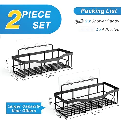 Image of Homeor Self Adhesive Bathroom Shelf I Wall Mounted Bathroom Organizer I Shower Caddy Shelf Organizer Rack I Multifunctional Bathroom Rack for Bathroom, Living Room & Kitchen Accessories, Pack of 2
