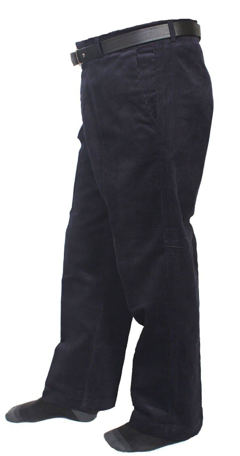 Fashion Fairies Men's Black Adults Smart Corduroy Trousers Cords Cotton Office Pants Straight Bottoms Formal Trousers ( Waist 44"/ Inside Leg 31")