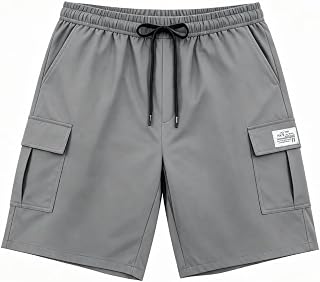 Generic Men’s Relaxed Cargo Shorts Elastic Drawstring Waist
