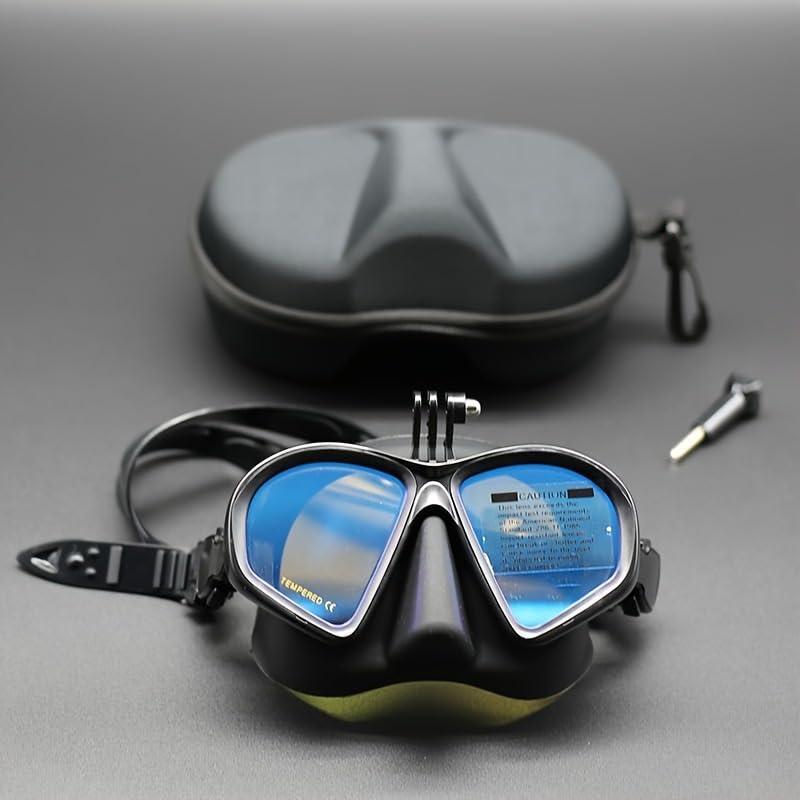 Professional Wet Low Volume Freediving Mask - Anti-Leak, Tempered Glass, Free Dive Mask - Diving, Freediving, Spearfishing - with Go-Pro Camera Mount and J-Type Snorkel