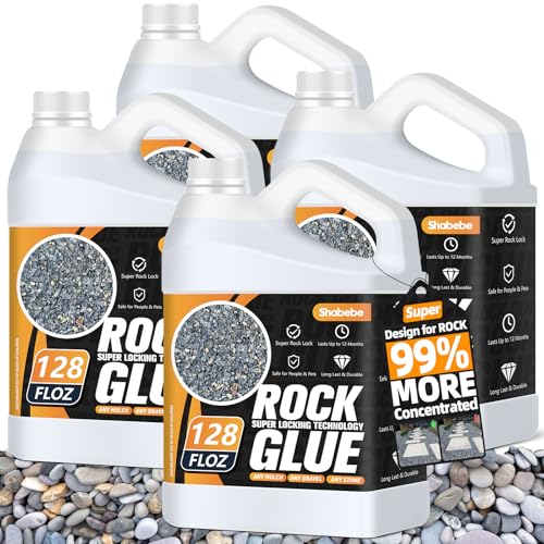 Rock Glue, Mulch Glue 4Gallon- Fast-Drying Adhesive for Landscaping Rocks, Small Pebbles, Pea Gravel Stabilizer & Mulch Binder | Weather-Resistant Outdoor Stabilizer for Driveways, Gardens, Walkways - Best Gravel