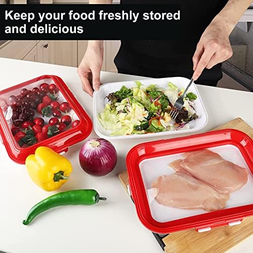 Nlmayt Food Plastic Preservation Tray, 3PCS Reusable Food Grade Storage Containers, Food Containers for Organization and Storage Food Preservation(red)