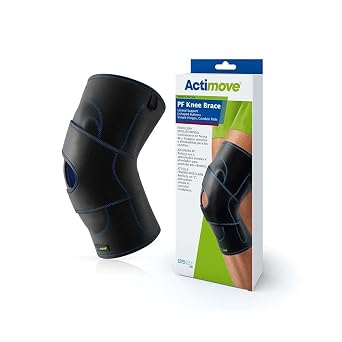 Actimove Sports Edition Knee Brace Lateral Support Simple Hinges, Condyle Pads J-Shaped Buttress | Right Leg Knee Support for Meniscus Tear, Pain, ACL, MCL, Injury Recovery, Black, 2X-Large