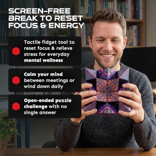 Shashibo DODECA Magnetic Puzzle Cube, Sensory Fidget Toy for Adults & Kids, Stress Relief Fidget Toy for All Ages, Cool Fidget Toys for Desk, Shape Shifting Box, 100+ Possible Shapes