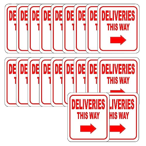 Image of CVANU Deliveries This Way Warning Safety Self-Adhesive Waterproof PVC Vinyl Sign Sticker Size (11.7inchX8.3inch) Pack of 20