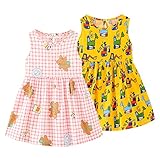 Toddler Girls Cotton Sleeveless Dress All-Over Print Sundress Summer Apparel Set 2Pcs (12-24 Months,