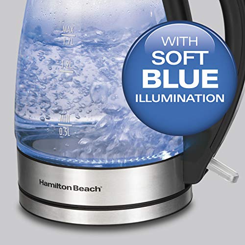 Hamiton Beach 40864C Glass Electric Kettle, 1.7 Liter Capacity, Automatic Shutoff, Cord-Free Design, Stainless Steel - Image 3