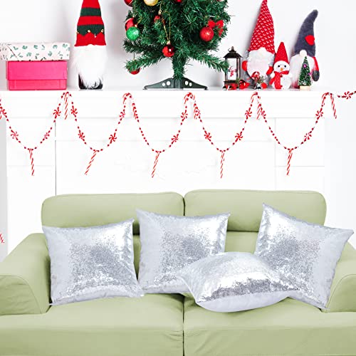 Miayon Silver Sequin Pillow Covers Square Glitter Pillow Cases Decorative Sparkling Throw Pillow Cover Cushion Case For Bed Sofa Bedroom Living Room Valentine'S Day Wedding Home Decor  thumb #5