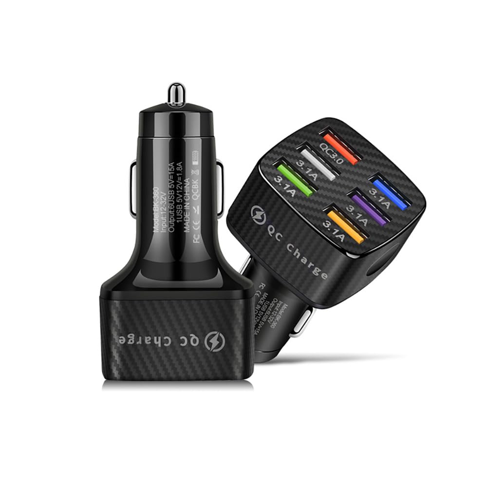 Car Charger Adapter[ 2 Pack ], Alanph QC3.0 Multi Port Fast Charging Cigarette Lighter USB Charger, Compatible with iPhone, Android, Samsung, iPad Pro, and More