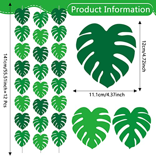 12 Pcs Hawaiian Luau Banners Tropical Palm Leaves Hanging Swirl Hawaiian Aloha Garland Kit Luau Hanging Ceiling For Summer Beach Pool Baby Shower Tiki Birthday Wedding Party Favor Supplies Decoration #TOP1