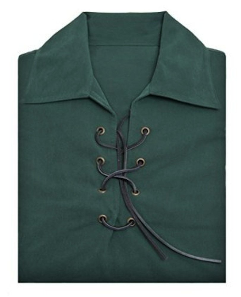 Kilts Wi Hae Deluxe Jacobite Culloden Jacobean Ghillie Shirt - Green. Own Brand. 7