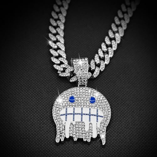 Miami Mens Cuban Link Chain Silver Gold Plated Bling Cuban Necklace Diamond Chain for Men iced out chain Hip Hop Jewelry3