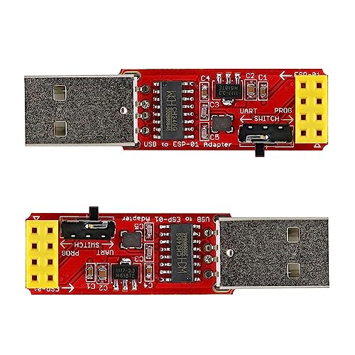 Stemedu 2 adaptadores USB a ESP-01, módulo WiFi inalámbrico ESP8266 Wi-Fi CH340G, UART PORG, 4.5-5.5V, velocidad de baudios 115200